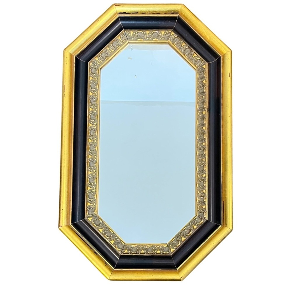 Bombay Company Octagon‎ Wall Mirror Gold Black Vintage Regency 545 7030